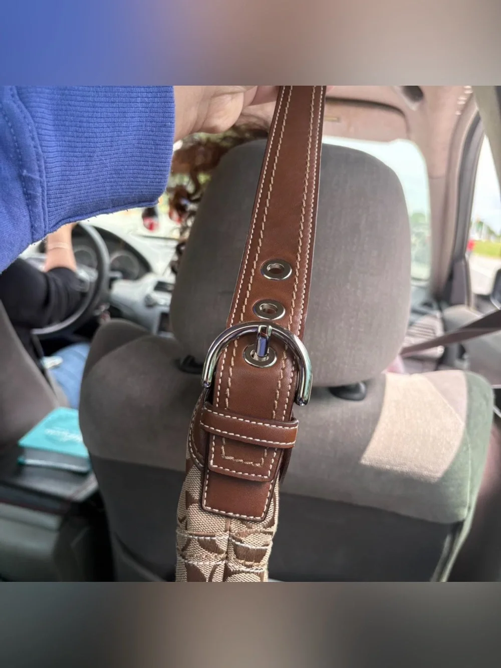 Classic Brown Signature-Pattern Shoulder Bag